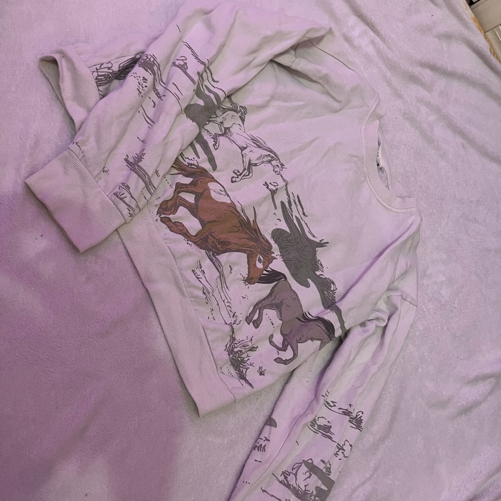 Horse Print Cropped Sweatshirt